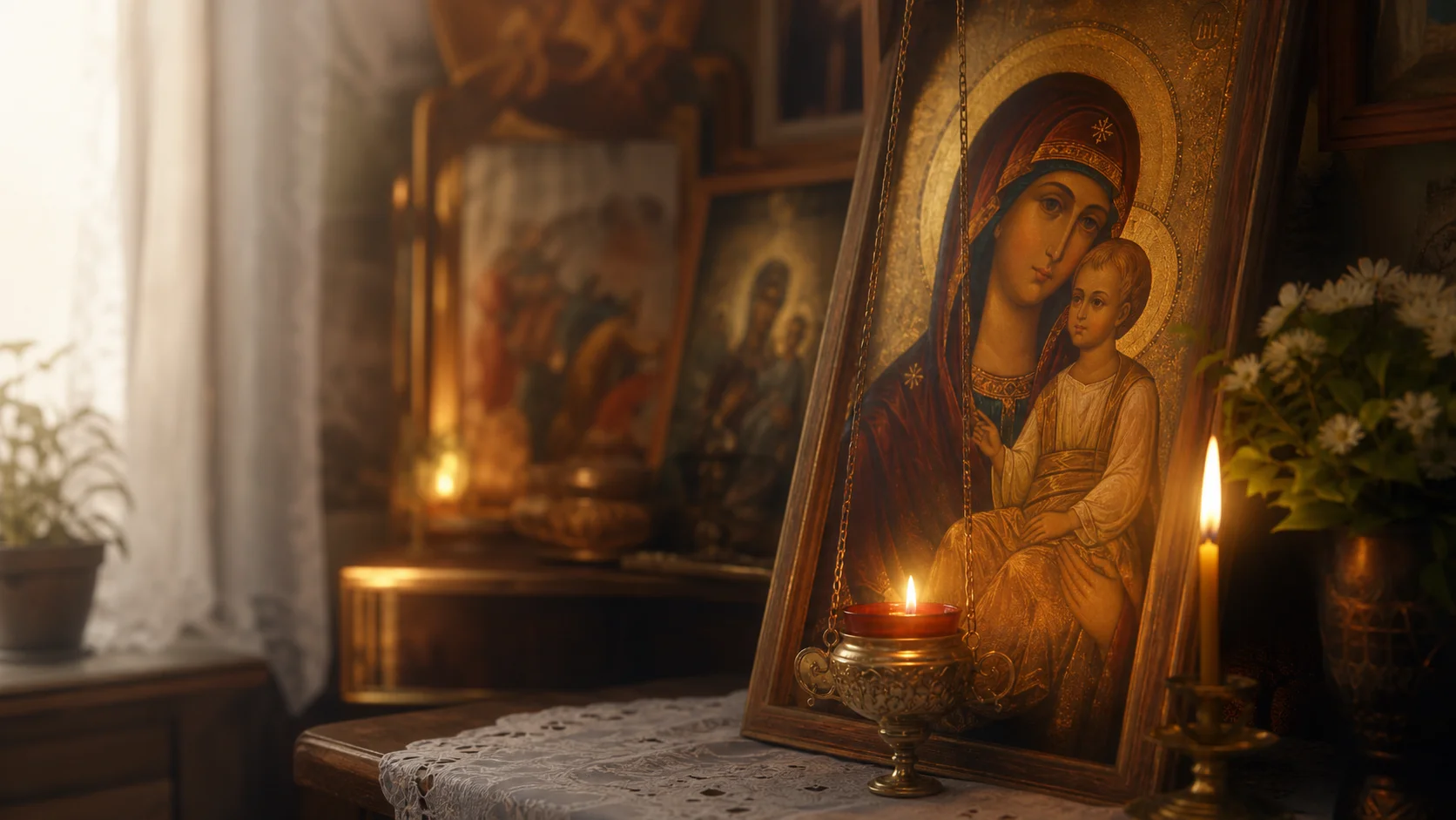 Утренняя молитва перед иконой