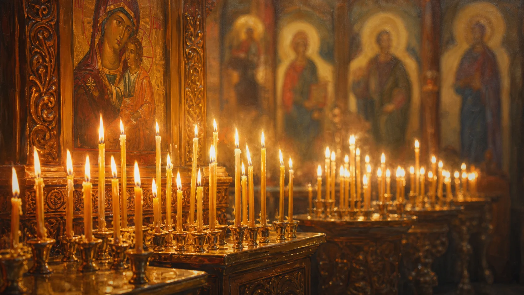 Горящие свечи в православном храме